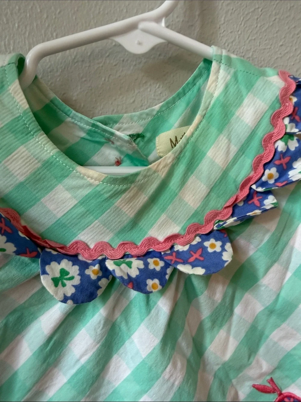 Matilda Jane Mint Green Gingham Dress with Multicolor Fruit Appliqués